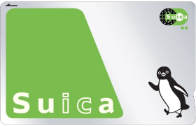 The white and green Suica card with the penguin as its logo.