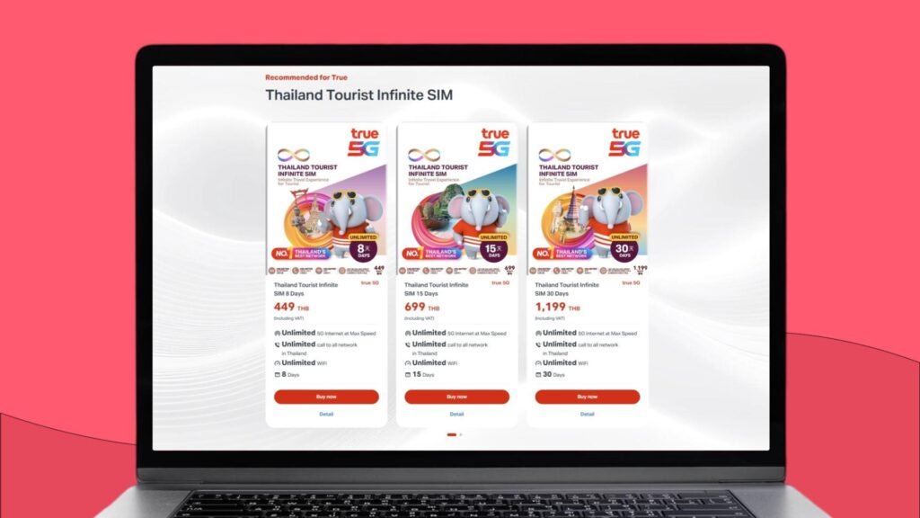 Thailand Tourist Infinite SIM web page