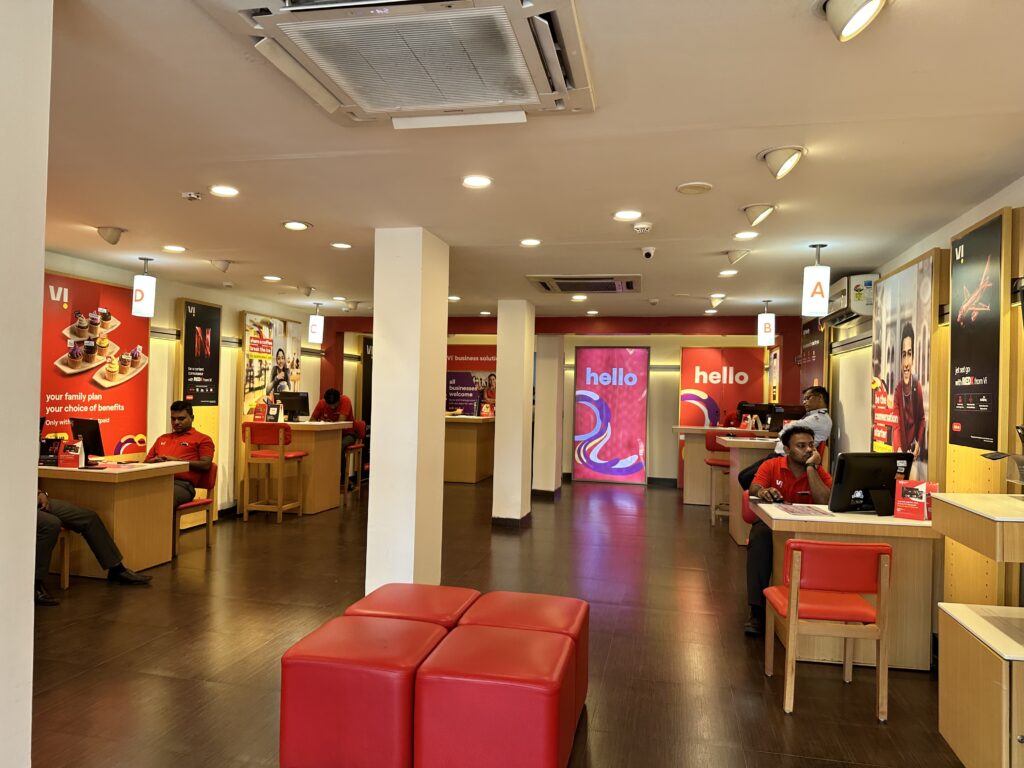 Interior of a VI (Vodafone Idea) store in Mumbai, India