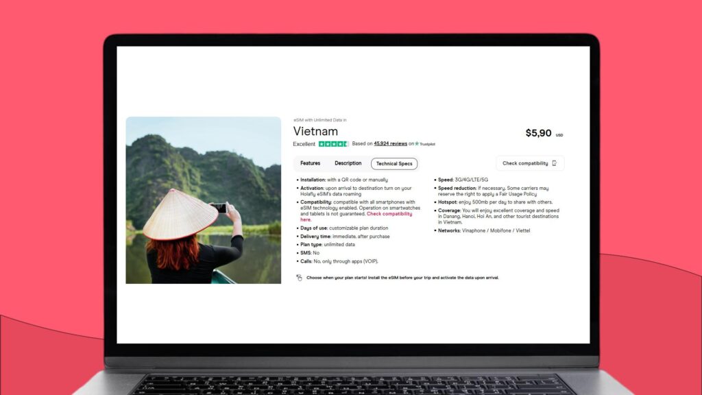 Vietnam eSIM card from Holafly