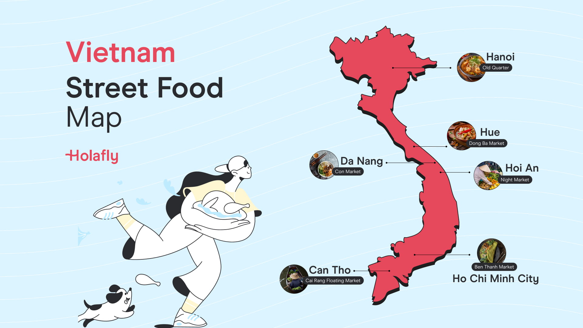 Map of Vietnam with best street food places marked