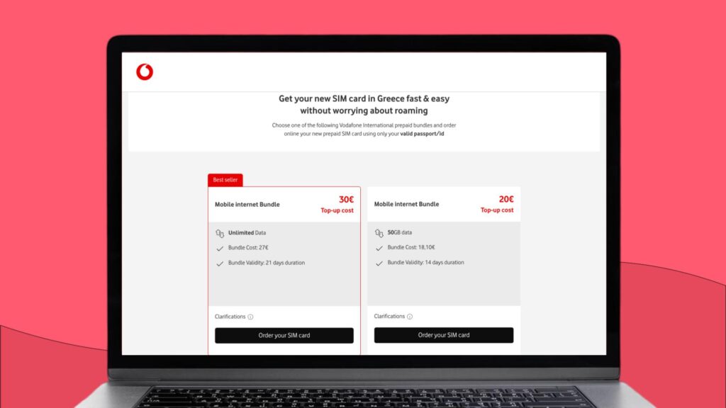Vodafone Greece prepaid SIM card offers