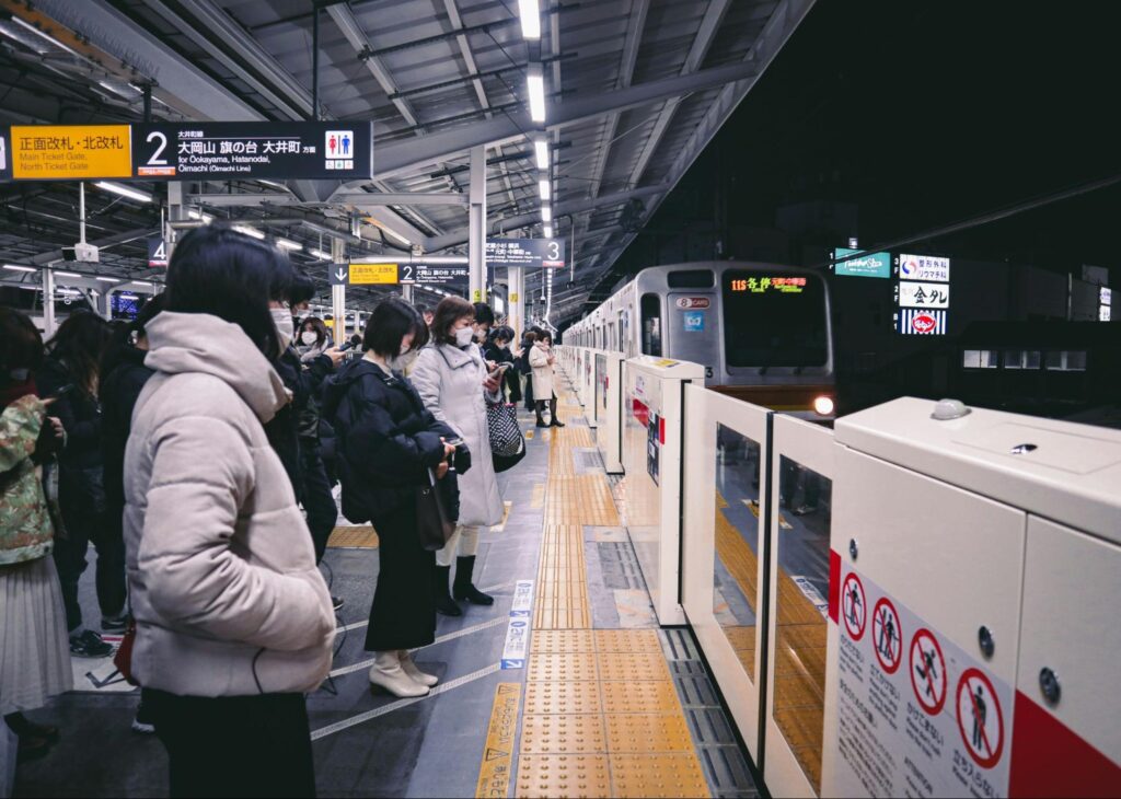 Public etiquette at train stations in Japan. 