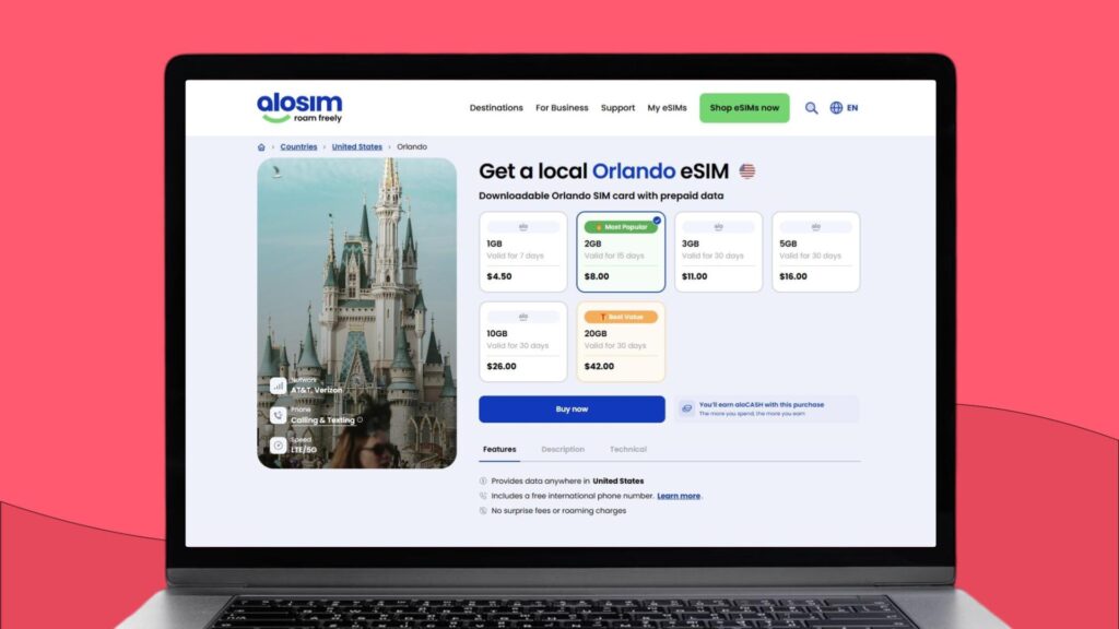 aloSIM eSIM for Orlando