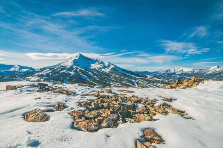 The snow mountains of Big Sky in Montana