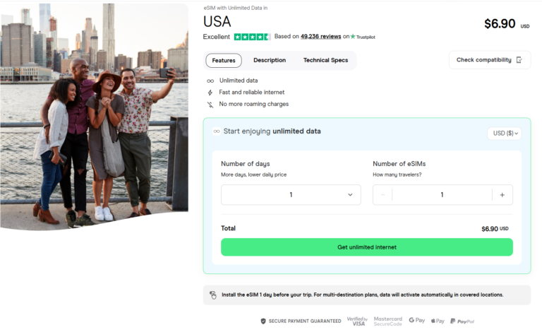eSIM for USA with unlimited data