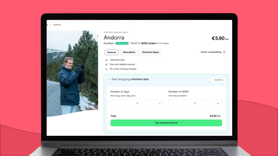 eSIM for Andorra with unlimited data