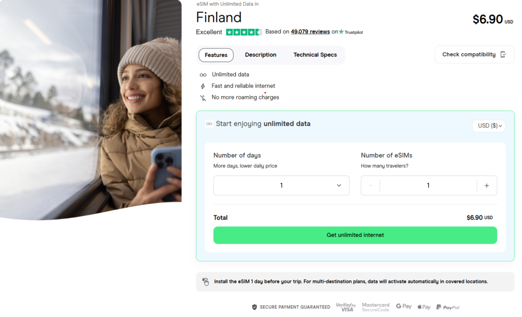 Holafly's eSIM for Helsinki 