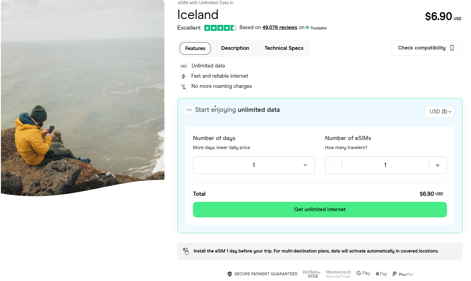 eSIM for Iceland with unlimited data