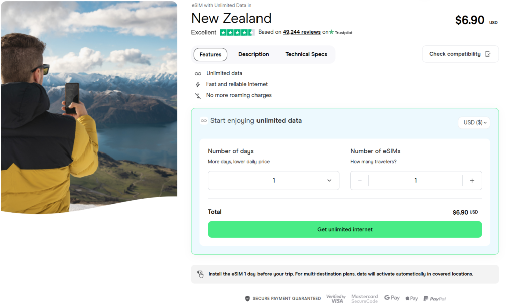 esim for new zealand with unlimited data