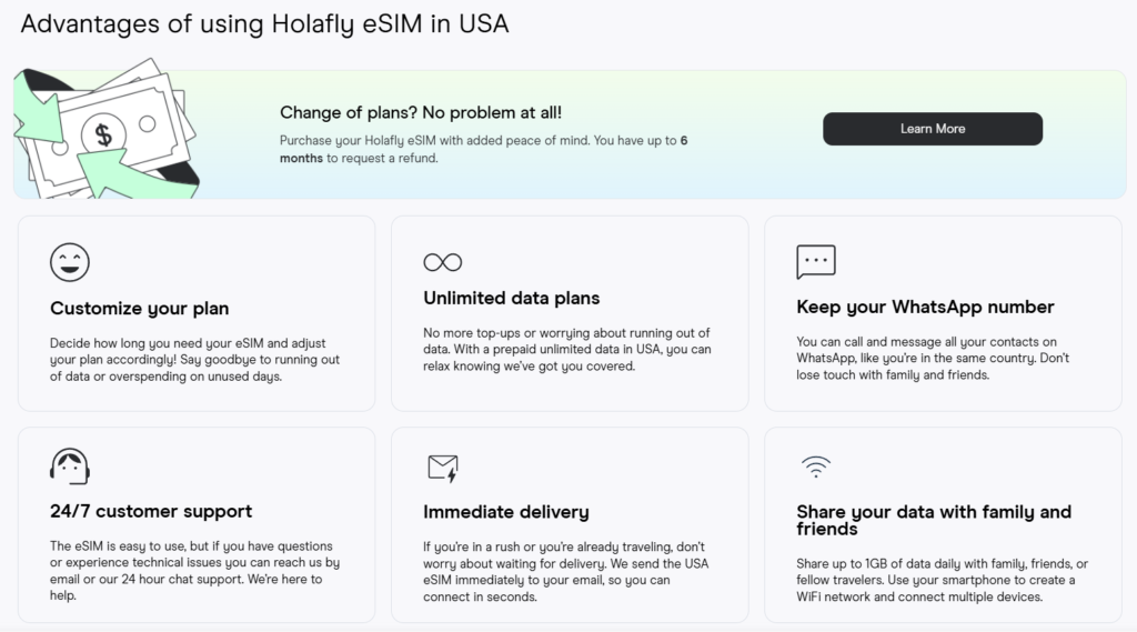 Advantages of Holafly's unlimited data eSIM plans for the USA