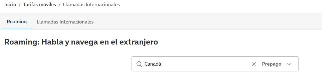 Movistar Spain roaming Canada information