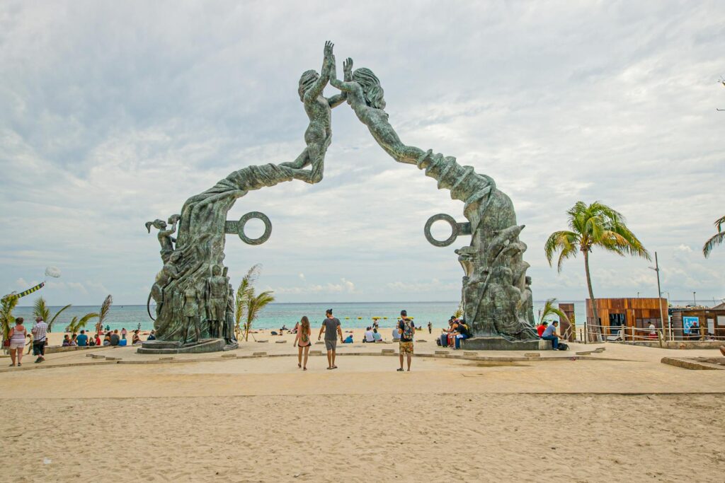 People walking to a beach in puerto vallarta in mexico