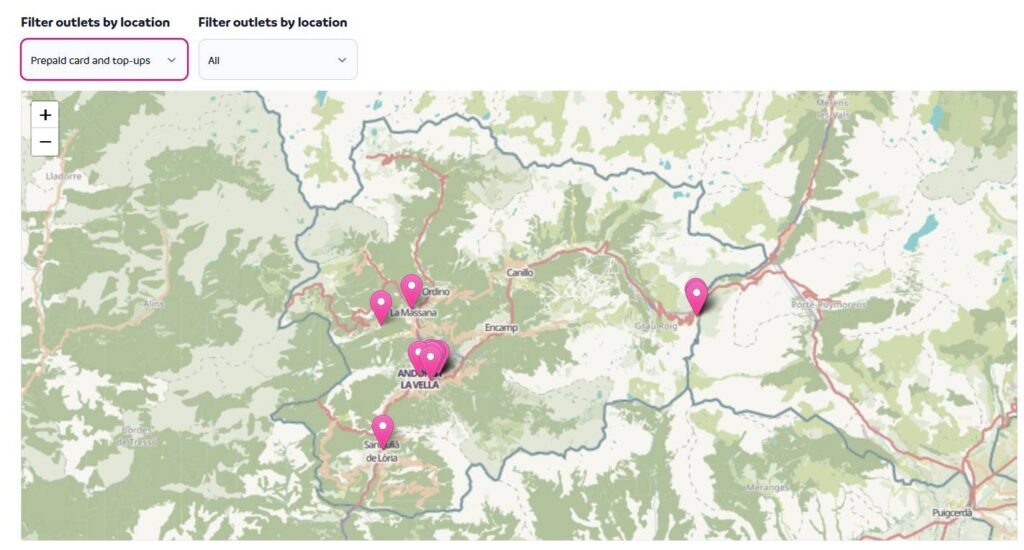 Physical Andorra Telecom stores in the country