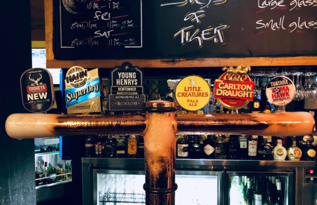 Beer on tap in a Sydney bar