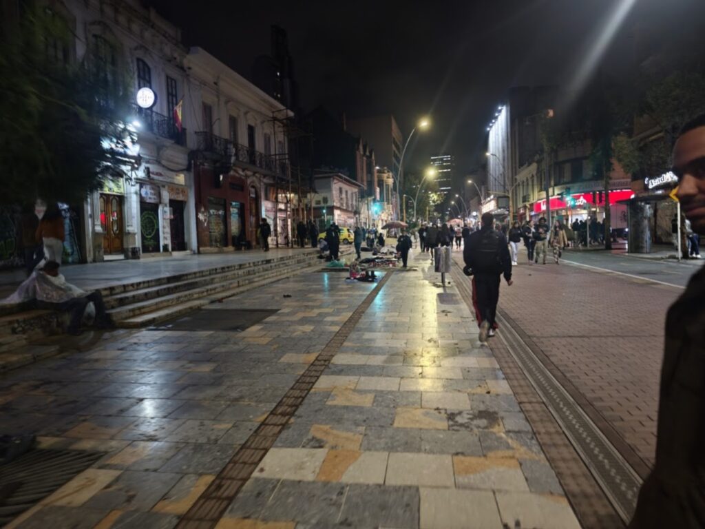 Bogota streets near downton at night