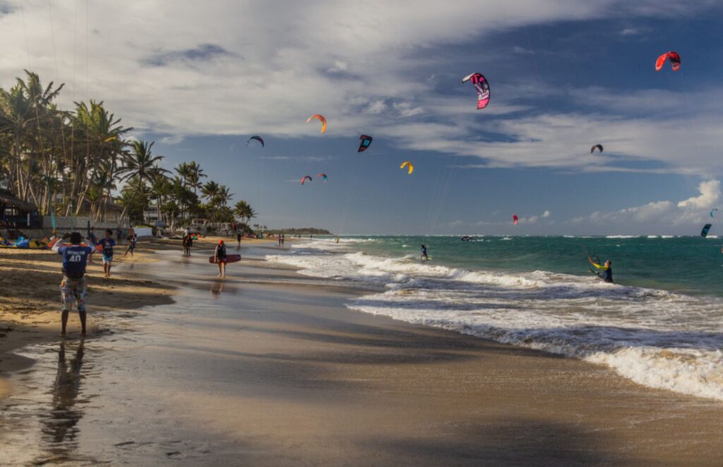 Kitesurfers at Cabarete beach
