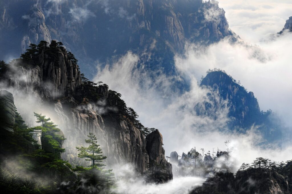 Aerial view of Mount Huangshan, also called Yellow Mountain in Anhui, China. Source: Pexels