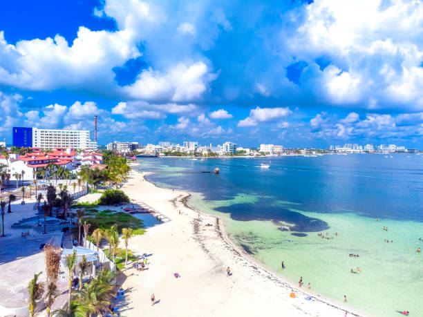 Drone view of the shoreline and surrounding areas of Playa Langosta.