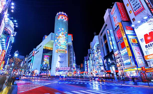 The exteriors of Shibuya 109 illuminated at night; Source: iStock