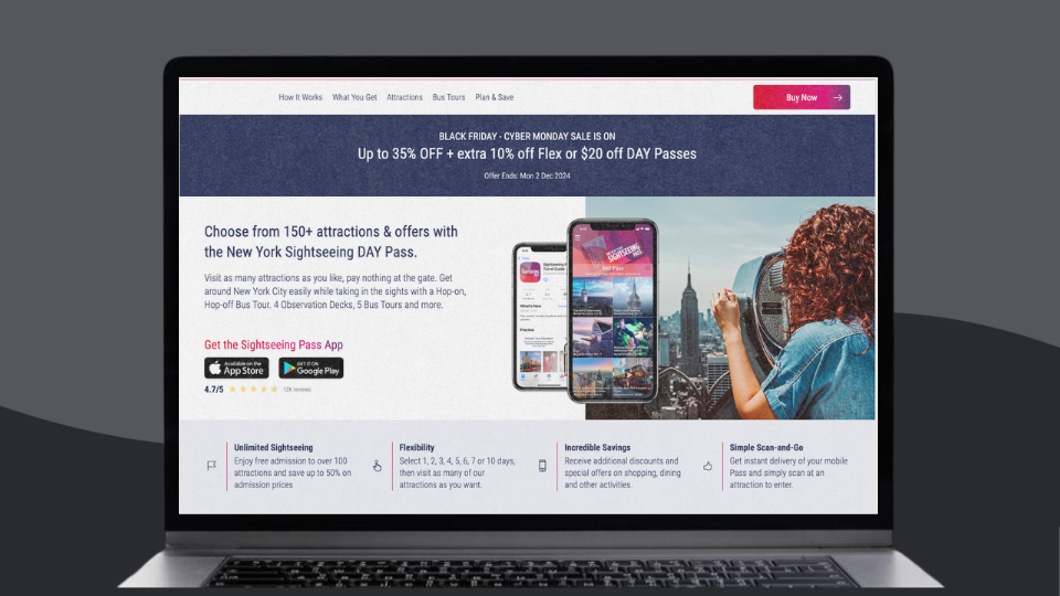 The New York Sightseeing Pass gives access to 150+ attractions, flexible durations, and simple scan-and-go functionality. Source: New York Sightseeing Pass