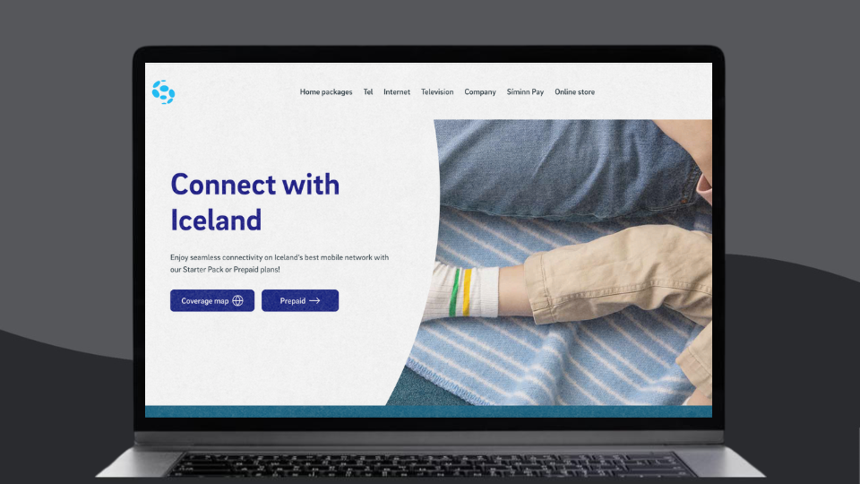 A screenshot of Síminn's homepage, a popular mobile provider in Iceland