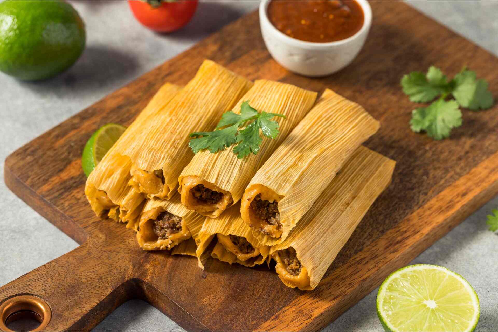 Tamales can easily be recognized by the iconic cork husk outer wrap.