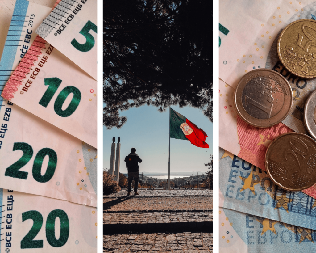 Euros and flag of portugal