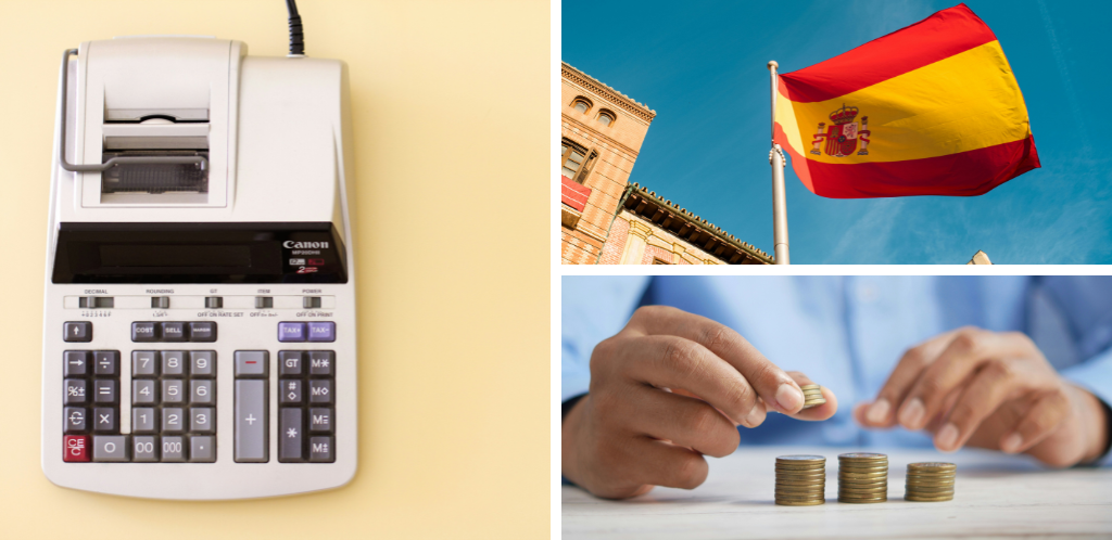 Taxes and flag of spain