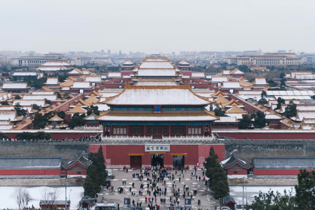 Aerial view of The Forbidden City, Beijing during winter. Source: Unsplash