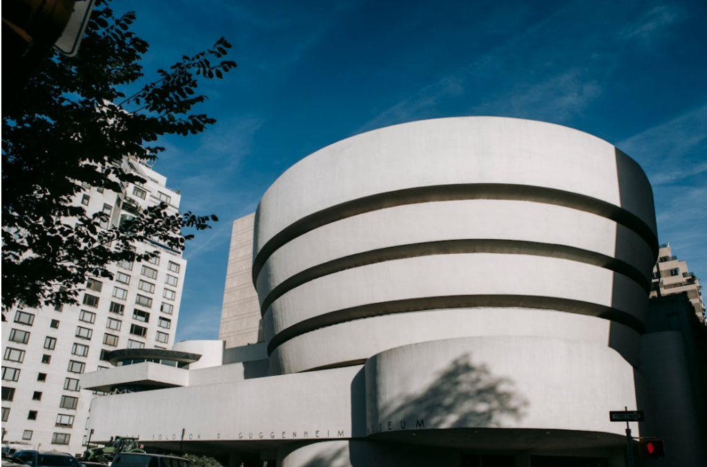 The spiral design of the Guggenheim Museum's exterior, showing its characteristic white circular architecture. Source: Pexels