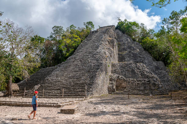 A front view of the the largest pyramid in Coba, the Nohoch Mol. 