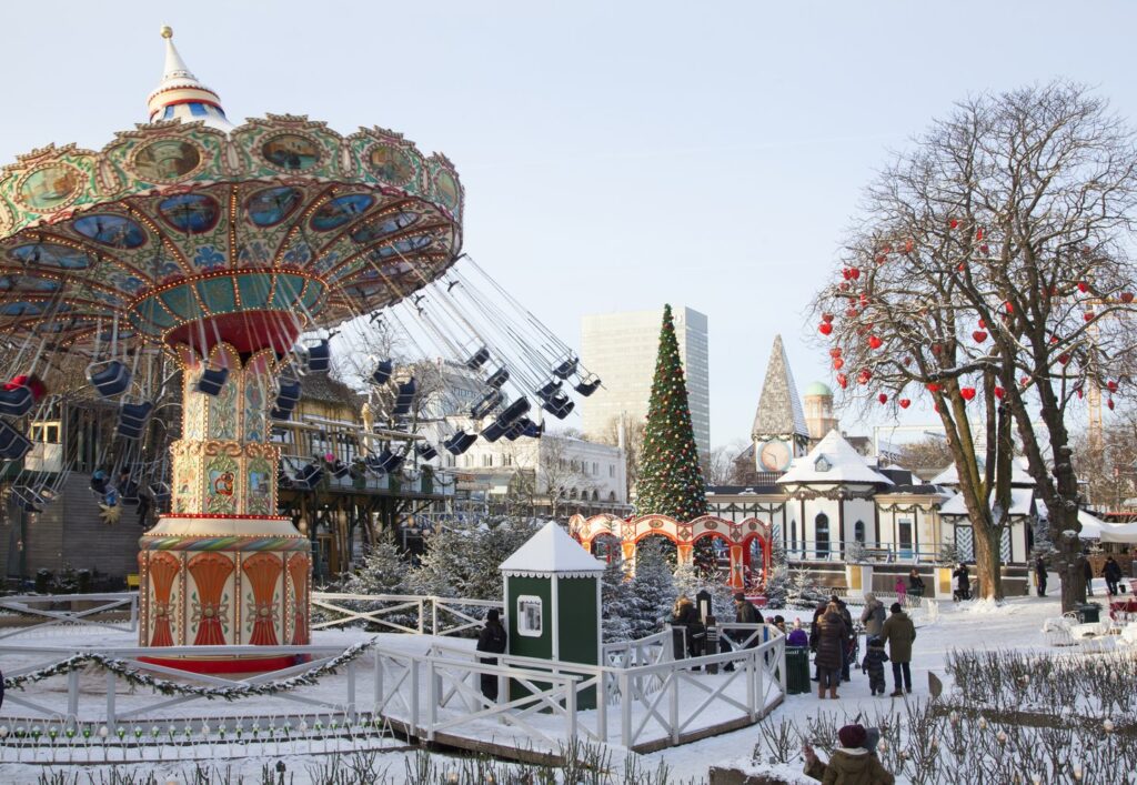 Tivoli Gardens Christmas Market in Copenhagen, Denmark, transforms into a magical wonderland