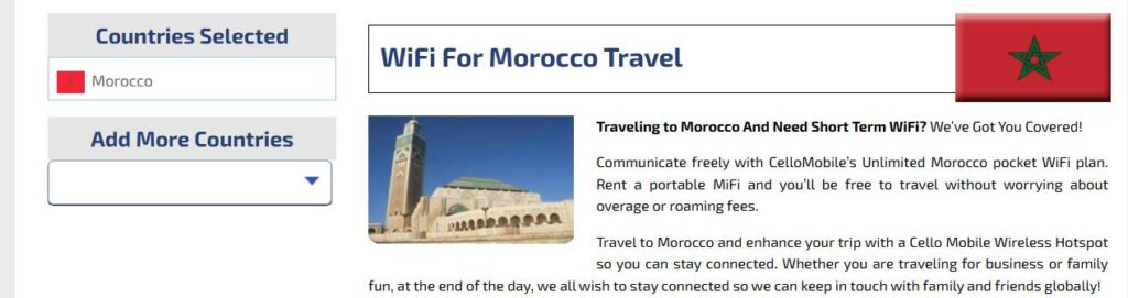 cello mobile pocket wifi for morocco