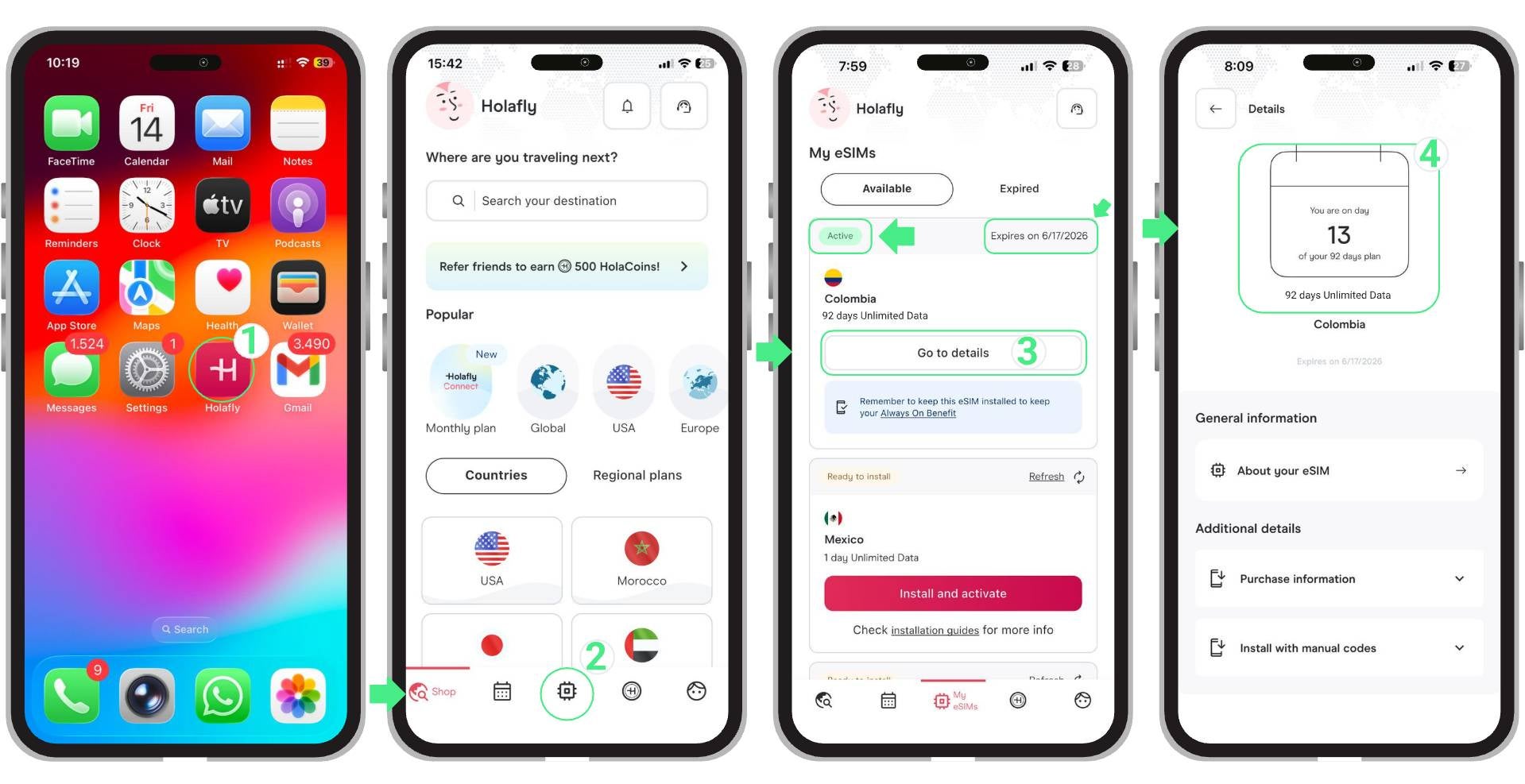 check data on holafly app