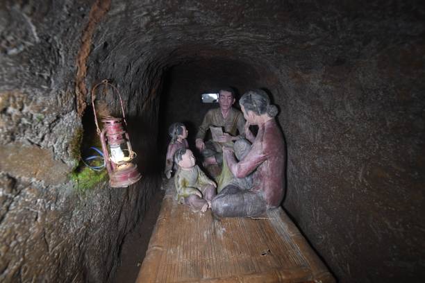 A reenactment scene of life during the Vietnam War in Cu Chi Tunnels; Source: Getty Images