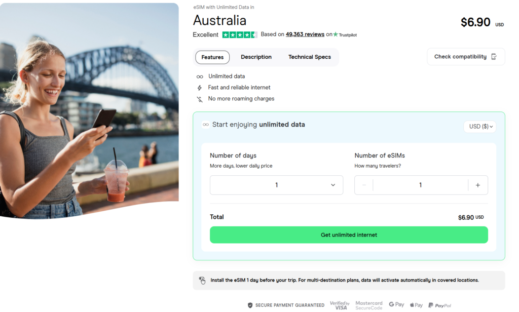 esim for australia with unlimited data