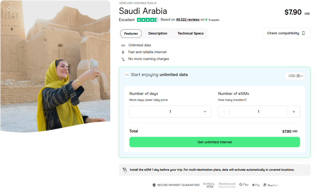 esim for saudi arabia with unlimited data