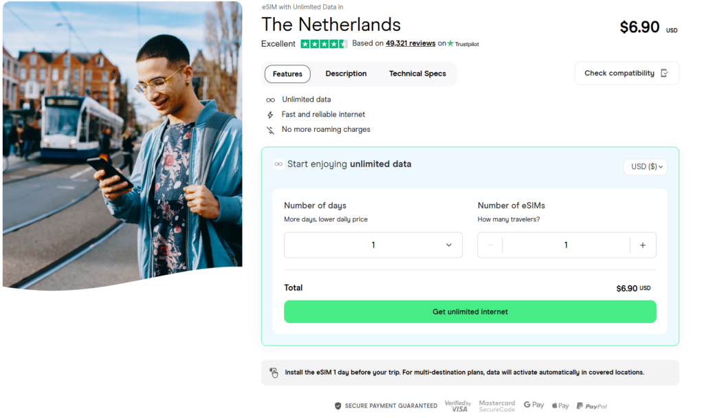 esim with unlimited data for the netherlands