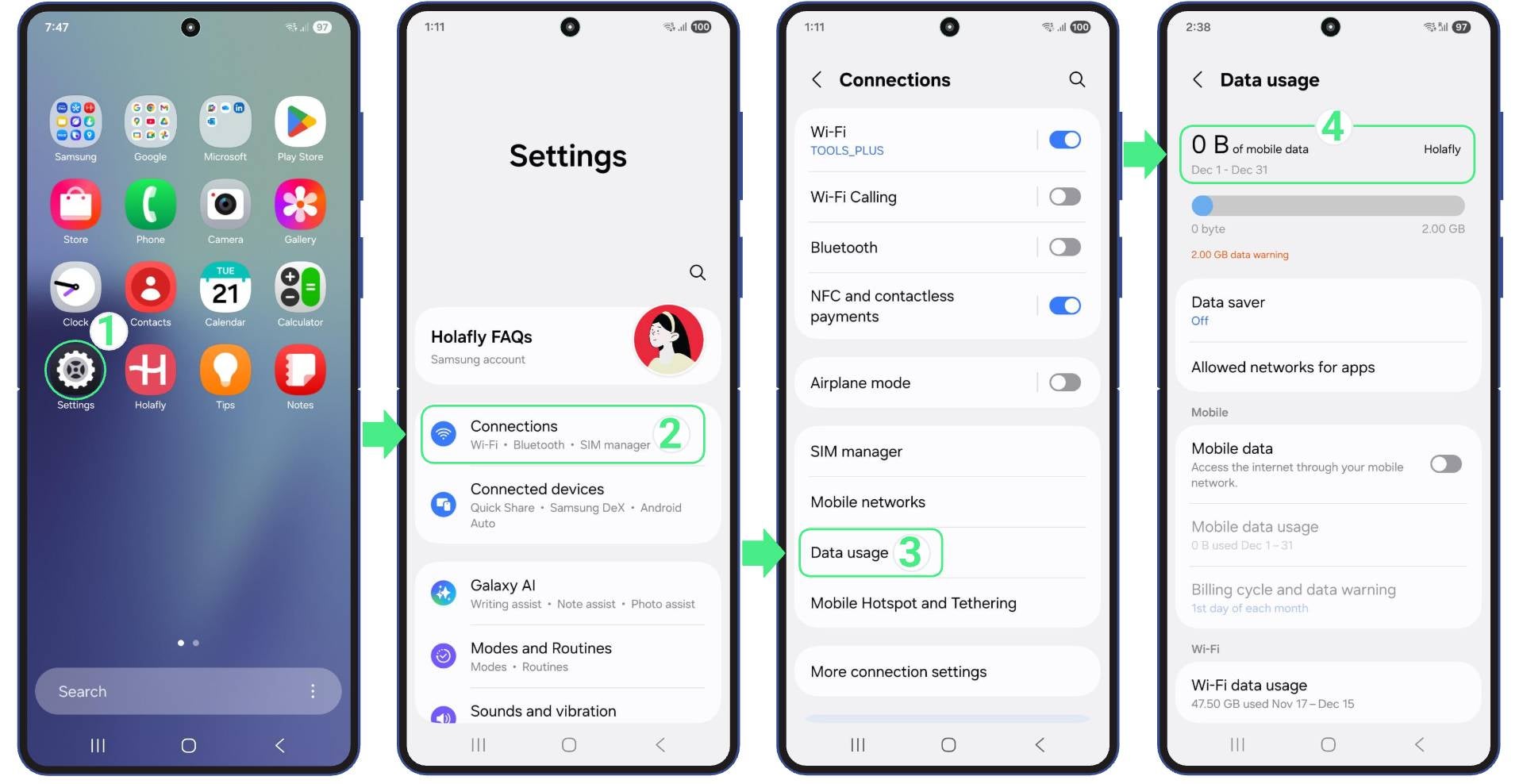 how to check data usage on android