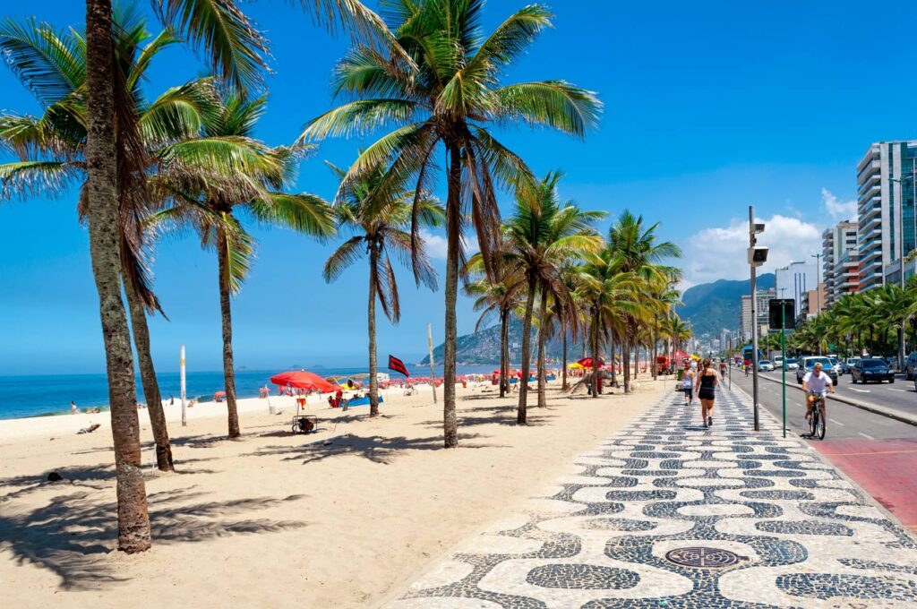 People walking around a beach in Rio de Janeiro