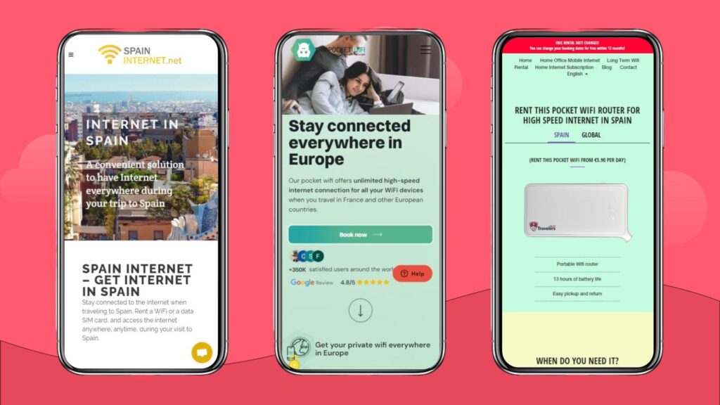 Pocket WiFi rental for Spain: Spain Internet, HippocketWiFi, TravelersWiFi