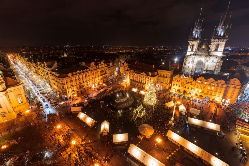 The Old Town Square Christmas Market in Prague, Czech Republic, offers a magical holiday experience. Source: Prague City Tourism