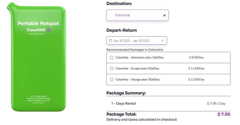 travelwifi pocket wifi for colombia pricing