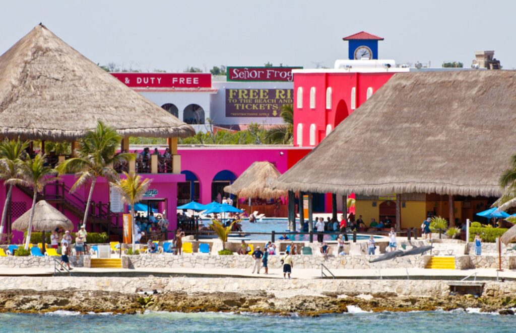 View of Costa Maya Port from the sea. 