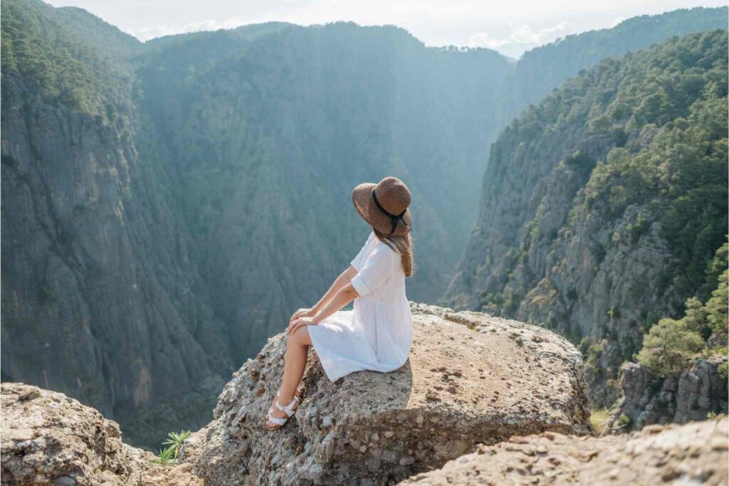 A woman on a cliff in Turkey