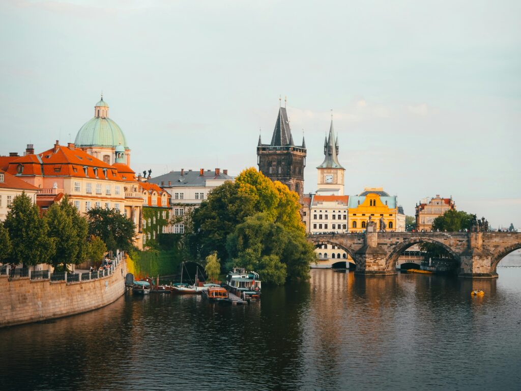 The Vltava River and Charles Bridge in Prague