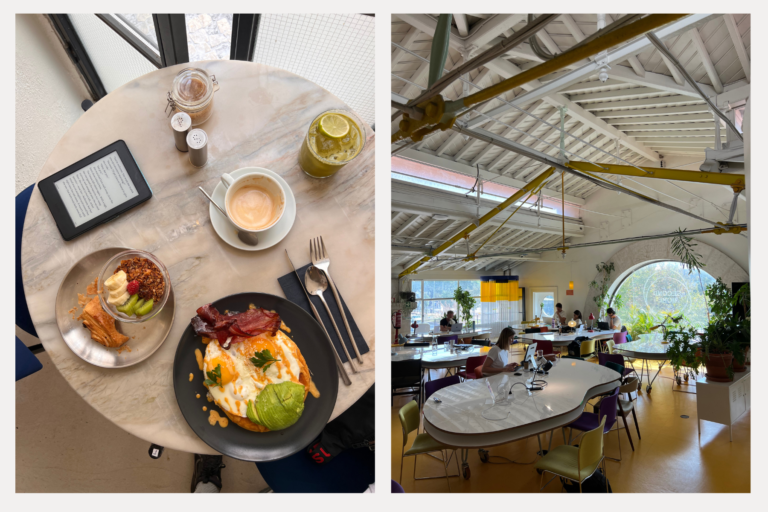 Left: Brunch at Dear Breakfast — they have the best set menu you’ll ever find. Right: My favorite coworking space: My Second Home, Lisbon.