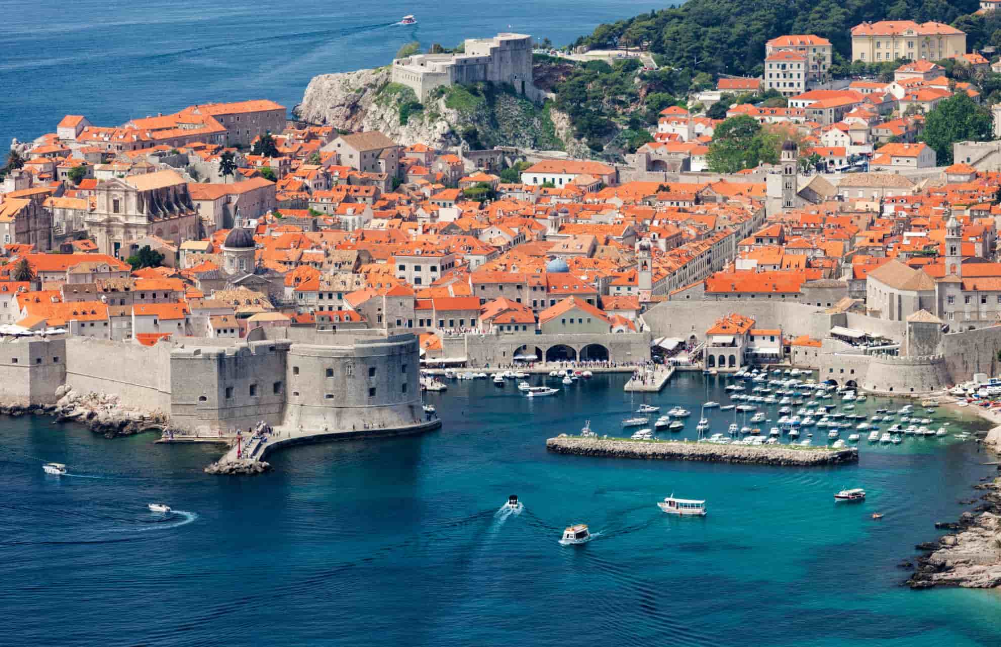 Image of Fort Lovrijenac, Croatia and surrounding ocean captured from afar