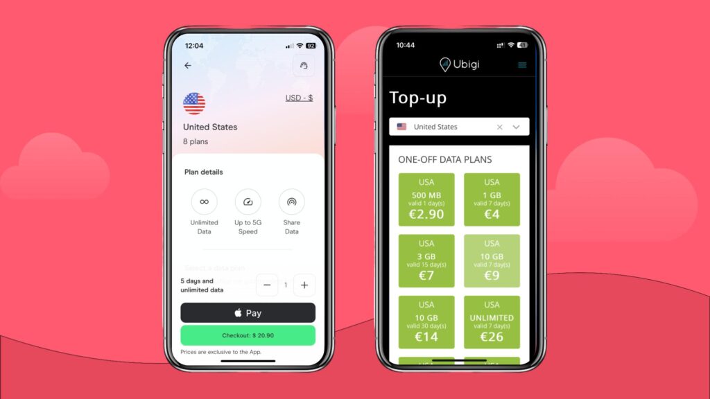Holafly and Ubigi eSIM plans for the USA